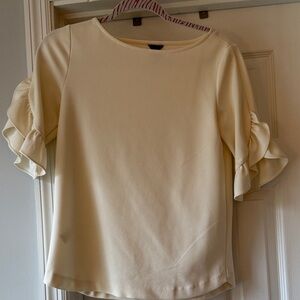Ann Taylor Cream Ruffle Sleeve Blouse